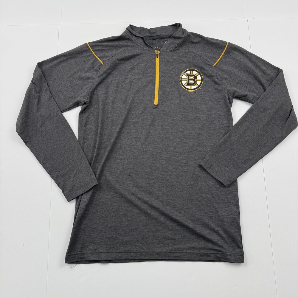 Boston Bruins Shirt Mens Small NHL Hockey Long Sleeve Quarter Zip Lightweight